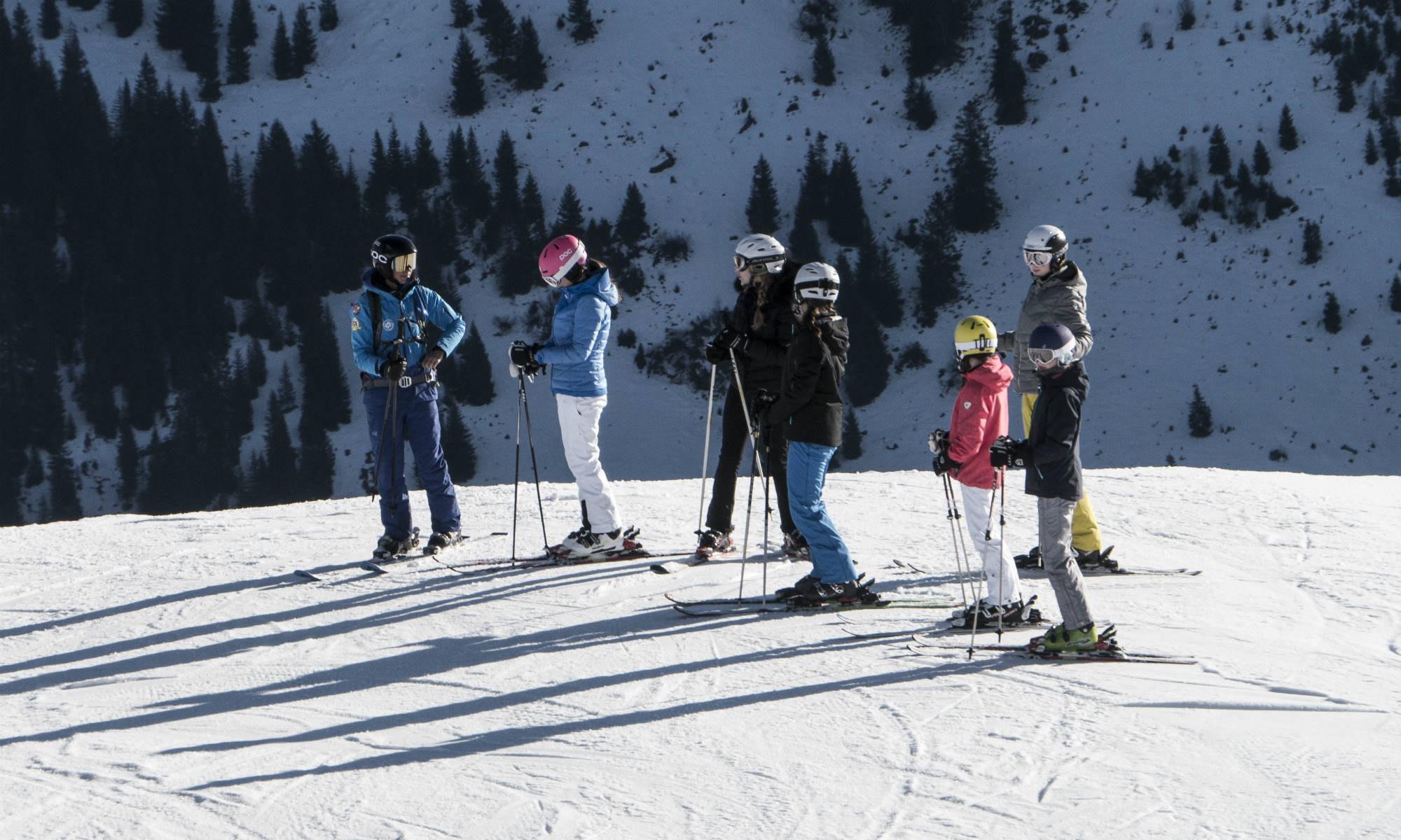 Group of beginners on a mountain.