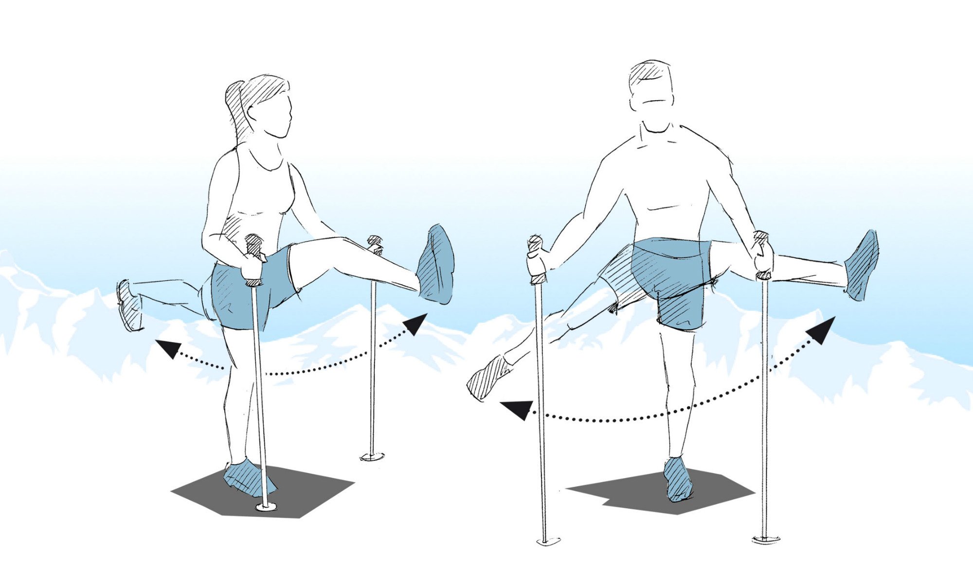 The right skiing technique: warming up on the slopes