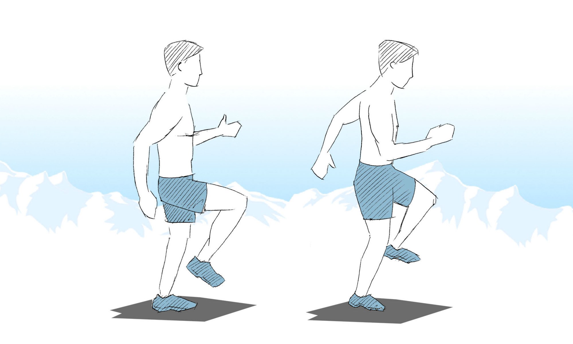 Representation of the walking-on-the-spot exercise.