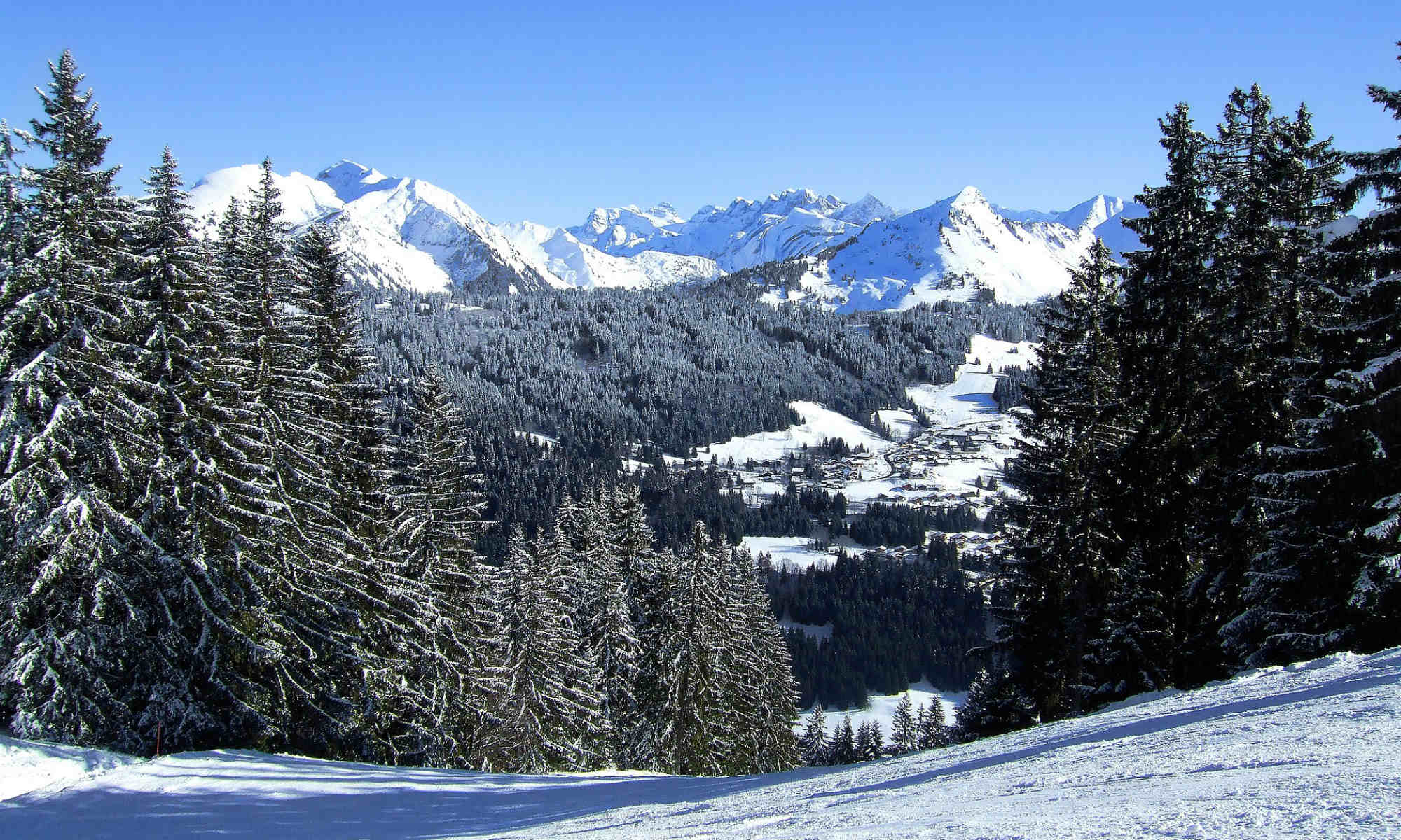View of Morzine from one of the area’s slopes.