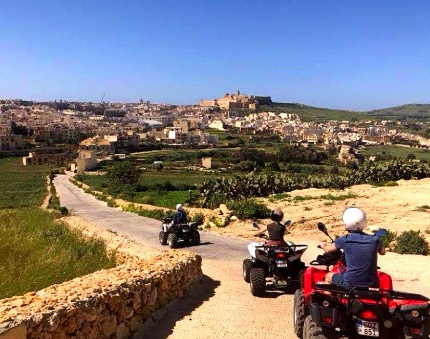 A group of Quad bikes are visiting Gozo.
