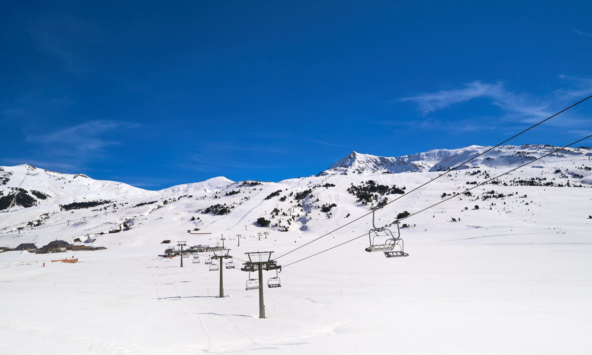 The beautiful landscape of Baqueira ski resort, a ideal spot for skiing in Spain.