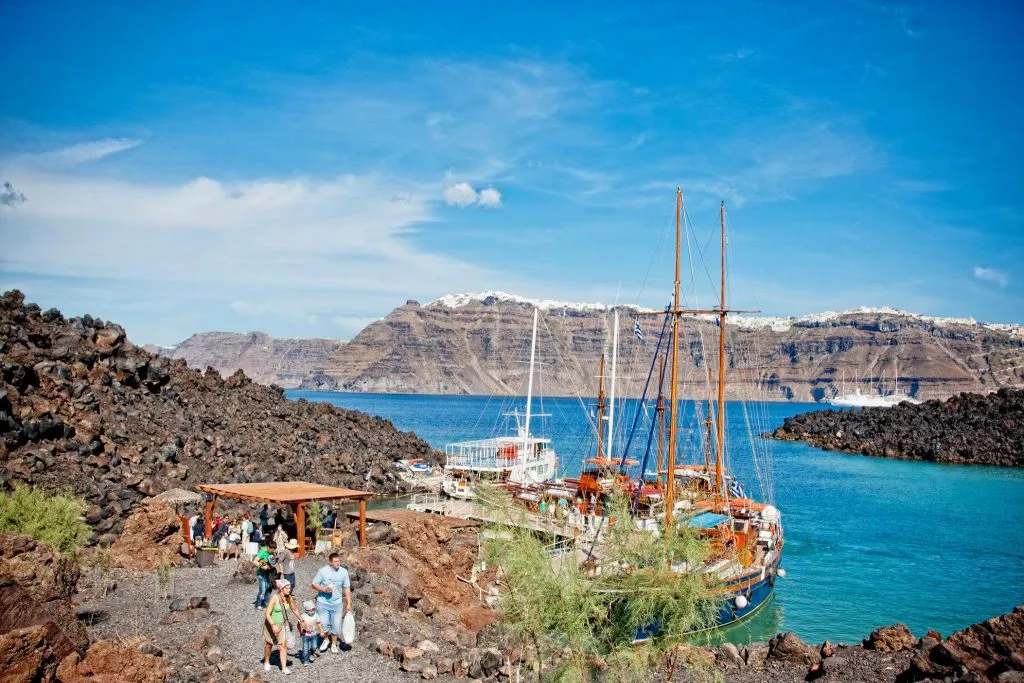 Picture of Caldera's Boat in Santorini during a boat trip excursion to the hot springs.
