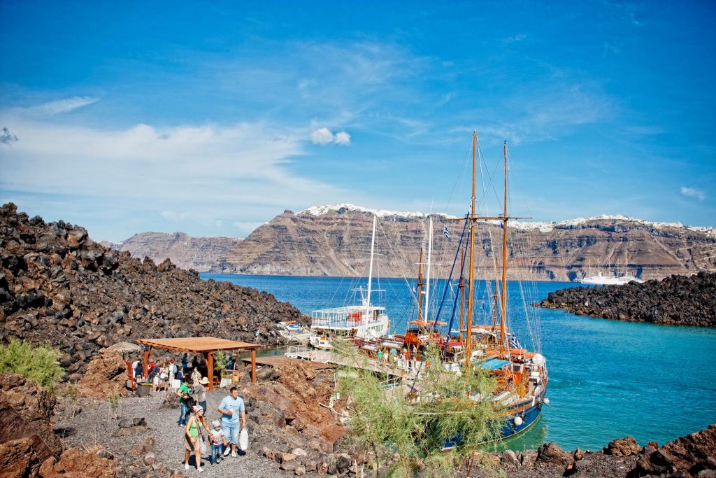 Picture of Caldera's Boat in Santorini during a boat trip excursion to the hot springs. 