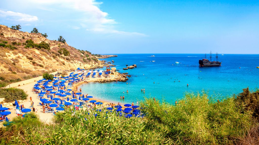 Stunning views of Konnos Beach in Cyprus.