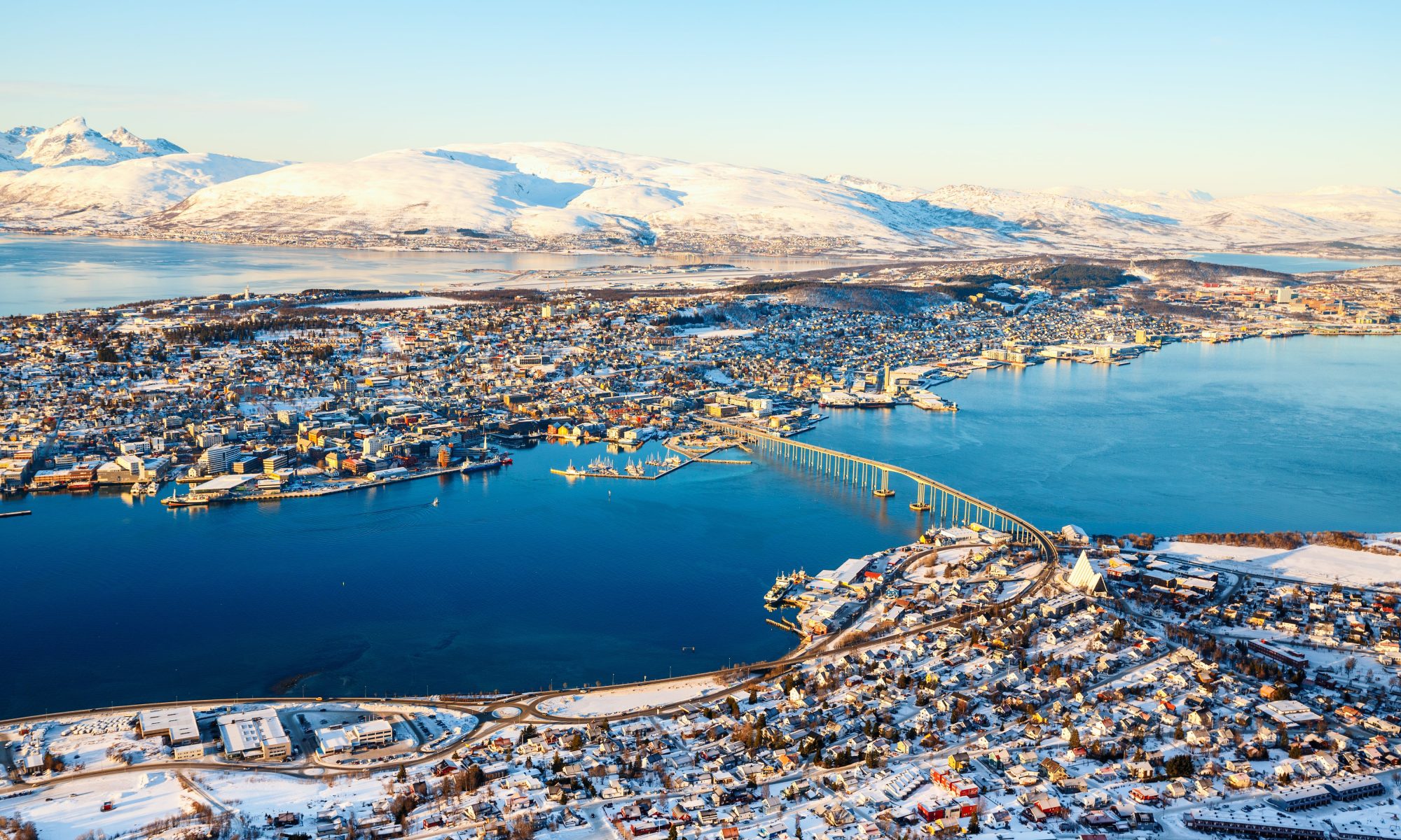 The city of Tromso in Norway from Fjellheisen.