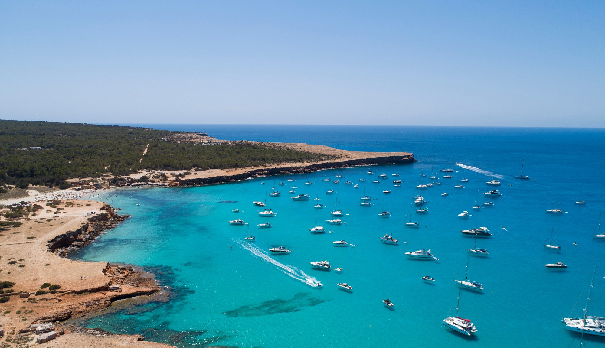 Bright blue sky above Ibiza and Formentera, highlighting the serene beauty of these Mediterranean islands.