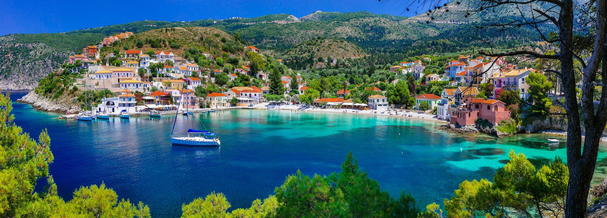 Assos with beautiful bay. Kefalonia , Ionian islands.