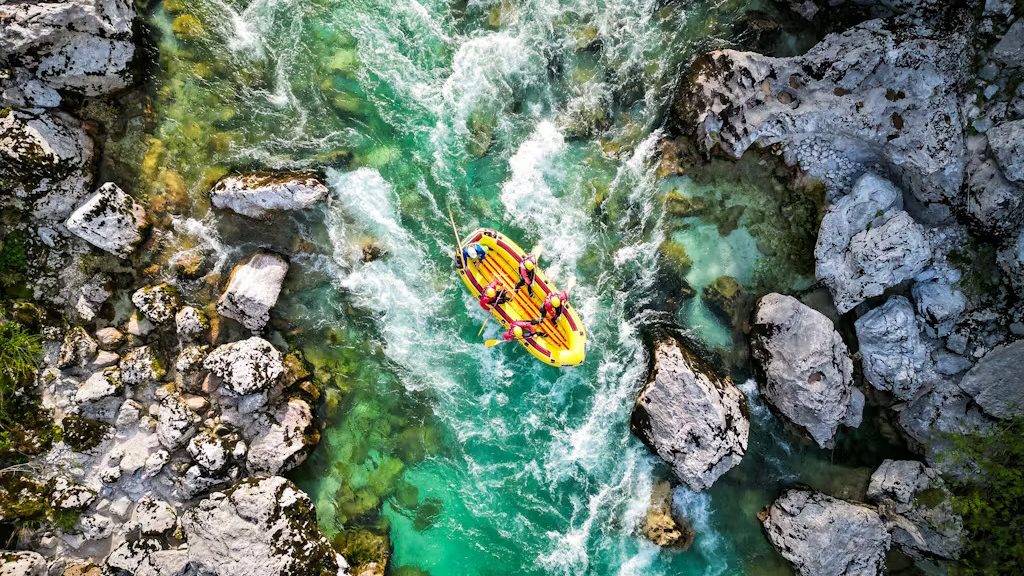 Rafting on the Soča River.